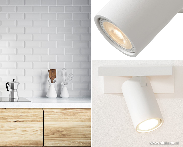 Witte opbouwspot Tube toilet, hal spotlicht op keukenspotjes